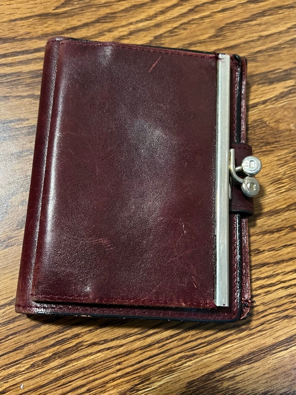 Etienne Aigner Burgundy Leather Snap Wallet - Picture 2 of 10
